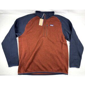 NWT Patagonia 1/4 Zip Fleece Better Sweater Pullover Jacket Burnt Orange Blue XL